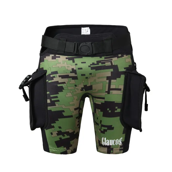 SWROW pantalones cortos de neopreno de 3mm, carga sumergible, 2 bolsillos, vendaje, equipo de buceo, accesorios - 1
