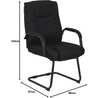 Tapizada En Tela & con Base De Metal I Silla De Conferencia con Reposabrazos, Color:Negro/Negro - details 1