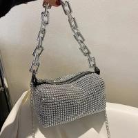Bolso tipo cubo con diamantes de imitación de versión completa, bolso con bola de cadena brillante, mini bolso cruzado para mujer - details 5