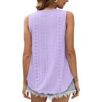 BUNO-2025 Novedad de verano, camisas para mujer, cuello redondo, sin mangas, Color sólido, camisetas sin mangas informales holgadas, blusas blancas para fiesta en la playa, camisas para mujer - details 4