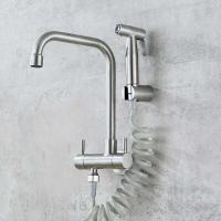 Grifo de Cocina Montado en la Pared de Acero Inoxidable Agua Fría, Apertura Rápida, Balcón, Lavandería, Piscina con Pelador y Bidet - details 2