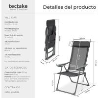 Conjunto Sillas Jardín Exterior de Aluminio, Respaldo Regulable y Reposacabezas, Conjunto Sillas Terraza Resistentes a Intemperie, Transpirable, Patas Reforzadas - 4 Sillas Gris - details 10