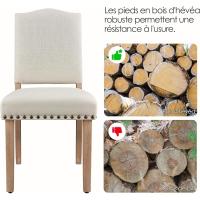 Juego de 4 sillas de comedor con respaldo alto, sillas de cocina, patas de madera maciza, diseño clásico, con botones bronceados, sillones y sillas para salón, asientos tapizados - details 5