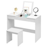 1 Juego de tocador con espejo de maquillaje y taburete, tocador plegable, escritorio, tocadores de dormitorio, mesita de noche - details 5