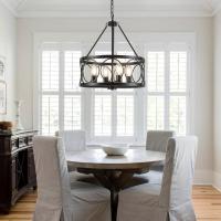 Lámpara de araña negro 8 Luces Lamparas De Techo Salon Lamparas de araña estilo vela con rueda de carro, lámparas rusticas Vintage lámpara colgante para comedor porche cocina dormitorio - details 18