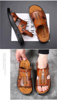 Nuevos zapatos de playa de cuero antideslizante de la temporada, zapatillas geniales casuales de piel de vaca de primera capa con suela suave para hombres - details 12