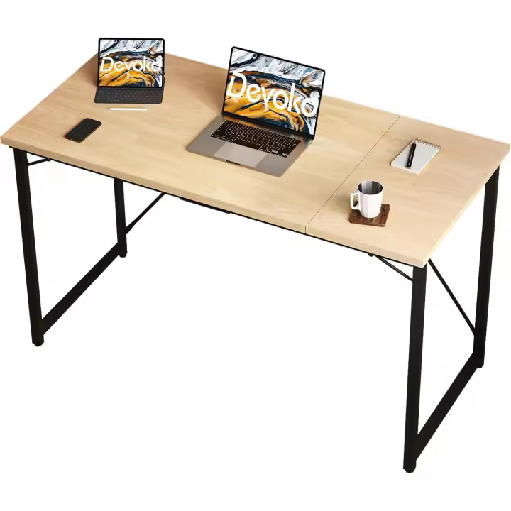Escritorio pequeño para Ordenador, Escritorio 100 x 50 x 73 cm, Mesa de Oficina en casa, Escritorio para Ordenador portátil, Mesa de Diseño Industrial Blanco Arce - 1
