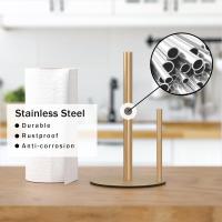 Portarrollos de cocina dorado, soporte de toalla de papel de acero inoxidable de primera calidad para organizar rollos de cocina, dispensador de rollos de encimera con Base ponderada - details 2