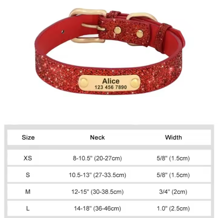 Perro personalizado Cuero PU, Collar de Perro personalizado, Collares mascotas grabado Free para Perros Pequeños, medianos - 1
