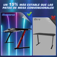 Mesa Gaming Ergonómica en Forma de Z Fibra de Carbono Portavasos y Gancho para Auriculares Negro - details 10