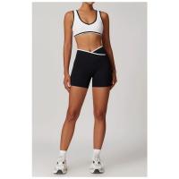 Sujetador deportivo decorativo con contraste y cuello en V, top corto de entrenamiento inalámbrico grueso, ropa deportiva para gimnasio, yoga y correr - details 10