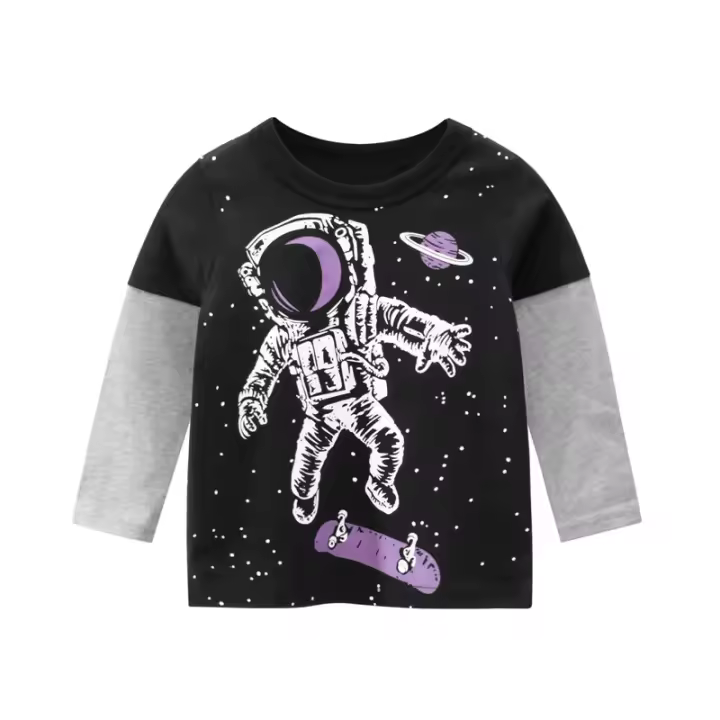 Camiseta de Algodón con Estampado de Coche para Niños Mangas Largas Adecuada para Primavera Otoño - 1