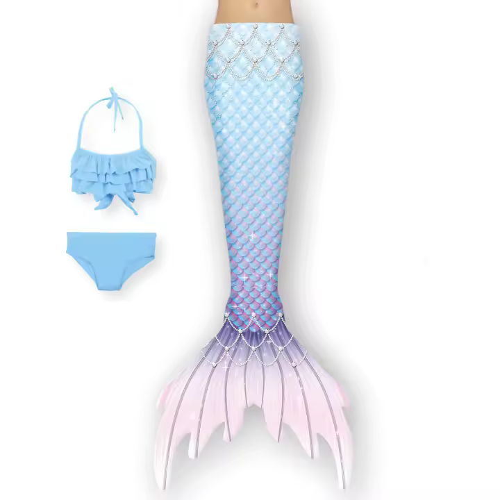 Traje de baño de sirena traje de baño para niños nueva niña traje de princesa de sirena cola de sirena traje de rendimiento para niños - 1