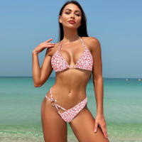 Conjunto de Bikini de Estampado de Leopardo Cuello Colgante en Triangle - details 36