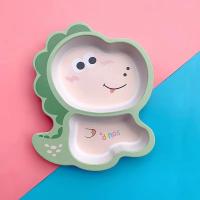 Juego de Vajilla de Fibra de Bambú para Niños y Bebés Set de Platos, Tazas, Tenedores y Cucharas con Patrón de Dibujos Animados de Dinosaurio Bonito 5 Piezas - details 1