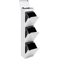 Cubo de basura y reciclaje de acero de 3 compartimentos con bandeja superior |   3x17L (51L) |   Cubos de basura de cocina |   Contenedores de Reciclaje para Casa u Oficina - details 6