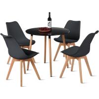 Juego de Mesa de Comedor y Sillas, 1 Mesa Redonda de 80 cm + 4 Sillas Blancas, de Diseño Nórdico - details 18