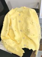 24 nuevo Otoño e Invierno wer idioma cárdigan de punto con perlas Sweetheart Daisy romántico borde ondulado suéter chaqueta - details 7