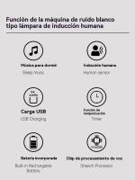 Musica para dormir inteligente luz nocturna infantil ruido blanco adultos - details 6