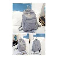 Mochila escolar de diseño de pana para mujer, bolso de hombro a rayas para adolescentes, bolsa de viaje - details 7
