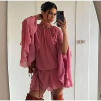 Vestidos elegantes lisos de encaje con múltiples unces, vestidos elegantes holgados con cuello de pico, batas de manga larga para mujer nueva, vestido de vacaciones para ir al trabajo de verano 2025 - details 11