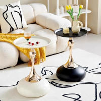 Mesa auxiliar redonda de Metal, bandeja de café, mesa de té para dormitorio, sala de estar, sofá, mesita de noche para espacio pequeño - details 1