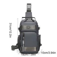 Bolso de hombro a la moda para hombre, bolso de pecho multifunción de gran capacidad, bolso de mensajes deportivo, bolso cruzado de tela de Color sólido para hombre - details 1