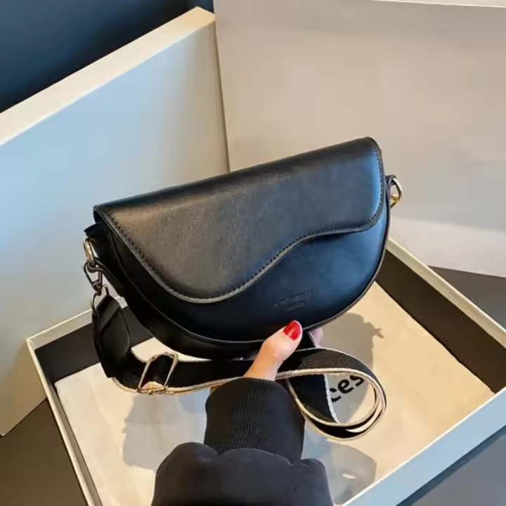 Pañuelo de solapa de cuero casual para mujer, bolso de sillón, bolso de hombro vintage de 2 correas - 1