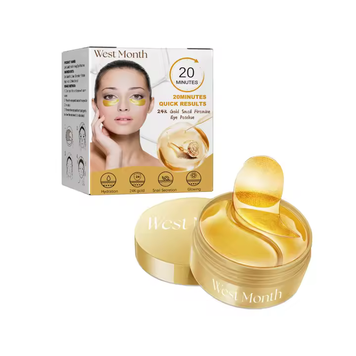 Mascarilla de ojos de caracol dorado, eliminador de arrugas, antiojeras, hinchazón, reafirmante, diluye las líneas finas, parches hidratantes brillantes para los ojos - 1