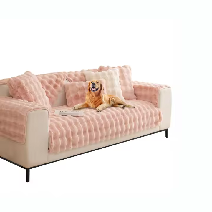 Cubierta de Sofá de Peluche de Conejo en Forma de U Protector Universal de Sofá Antideslizante - 1