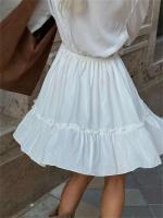Tossy-minivestido blanco con volantes y cuello en V para mujer, vestido elegante de manga larga con retazos, cintura alta, con cordones - details 13