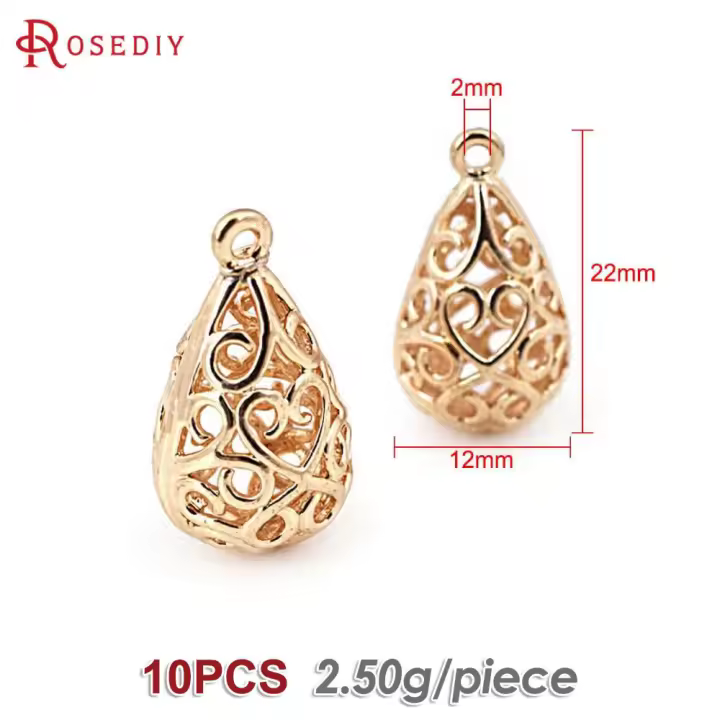 10 Uds. Colgantes con forma de lágrima de latón de Color dorado de 18K, fabricación de joyas de alta calidad, collar, pendientes, accesorios para mujer - 1