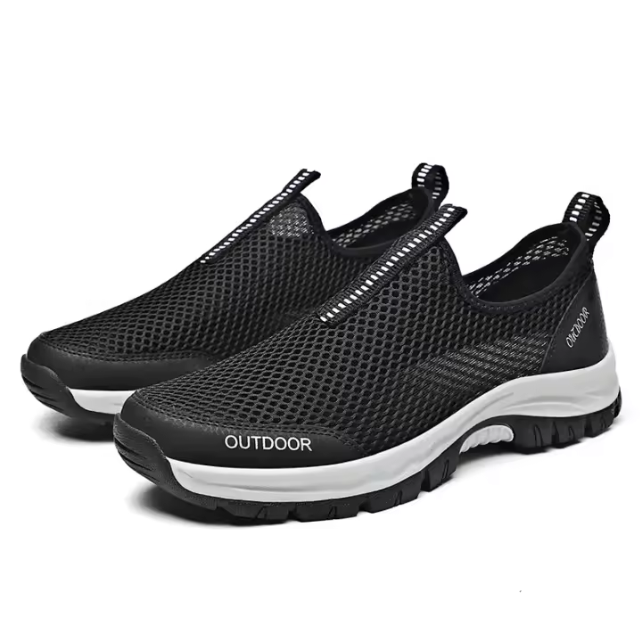 Zapatos de senderismo ligeros, transpirables y de doble capa, sin cordones, para exteriores, para hombre, talla grande 2025 - 1