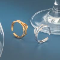 LIVVY-Anillo geométrico de doble línea hueca Irregular para mujer, Color plateado, diseño único Simple, joyería ajustable a la moda - details 10