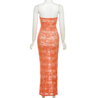 BUNO- verano mujeres Maxi vestido Sexy puro encaje Floral envuelto pecho falda larga a la cadera bata niñas señora cena fiesta Oficina Vestidos - details 17