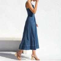 Vestido largo sin tirantes de cintura alta para mujer, sin tirantes, corte A, con bolsillos, primavera y verano - details 6