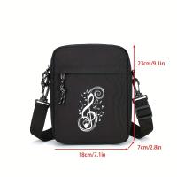 1 bolso cruzado Oxford informal para hombre con diseño de nota musical, correa ajustable, cierre de cremallera, forro de poliéster, bolso de hombro de negocios de gran capacidad para viajes diarios - details 0