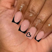 24PCS Uñas Curtas Cuadradas Rosas Con Diseño De Amor Y Blanco Uñas Postizas Francesas Colores Dulces Para Fiesta Uñas Postizas De Quemado - details 4