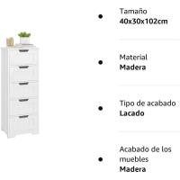 Cajonera de 5 Cajones Sinfonía Mueble de Almacenamiento Cómodo para Dormitorio - details 7