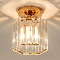 Goeco-Lámpara de Araña para Techo de Cristal Moderna, Plafón Vintage para Techo de Color Dorado para Portalámparas E27(NO incluida), 220V, Dorado, 17*15CM - details 2