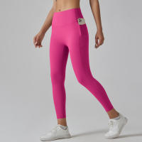 Hmidou-mallas de gimnasio con bolsillos para mujer, pantalones de Yoga, Fitness, cintura alta, Control de barriga, correr, entrenamiento - details 25