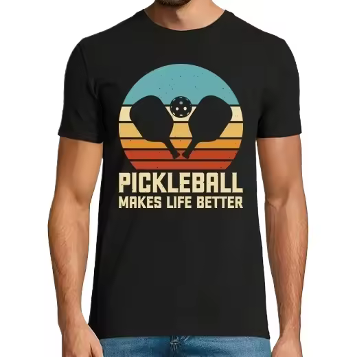 PICKLEBALL HACE LA VIDA MEJOR,Camiseta de Pádel Divertido, ropa para exteriores - 1