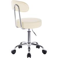 Taburete de Trabajo de 1 Pieza Giratorio Taburete de Silla Giratoria Silla de Oficina con Respaldo de Altura Regulable en Blanco - details 28