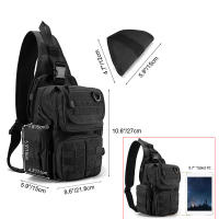 Bolso de Pecho de Viaje de Gran Capacidad para Hombres Bolso de Hombro Táctico Multifuncional de Nylon Negro Bolsa de Hombro Cruzada Diaria para Deportes al Aire Libre - details 3
