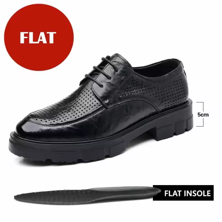 Zapatos con elevador de vestir para hombre, plataforma transpirable, informales, de negocios, de lujo, de cuero genuino, 5/8/10CM, más altos - 1