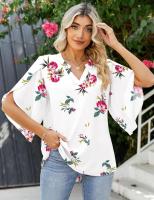 Elegante Blusa de Verano con Estampado Cuello en V para Mujeres Camisa Chic de Moda Joven - details 1