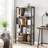 Estantería de Almacenamiento de 5 Niveles, Organizador de Oficina de Estudio, con Compartimentos, para Salón, Estilo Industrial, Marrón Rústico y Negro - details 1