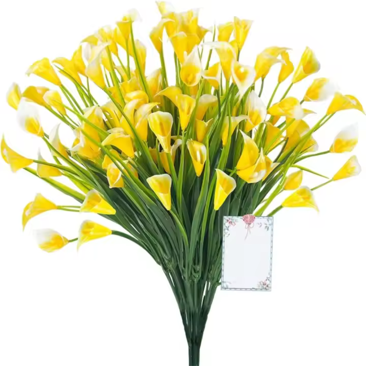 1/2/5Pcss 33cm ramo de lirios de Cala artificiales protección UV de plástico flores artificiales de lirio de Cala flores falsas decoración interior - 1