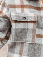 Camisa de lana de franela para mujer, abrigo holgado de manga larga con cuello tipo Polo y botones a cuadros, para otoño e invierno, 2023 - details 3