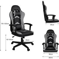 Reclinable con Cojín Lumbar y Cervical |   Respaldo Alto Acolchado |   Altura ajustable |   Ruedas Giratorias 360 °   y Reposabrazos |   Ideal Ordenador, Oficina, Videojuego o Escritorio - details 20
